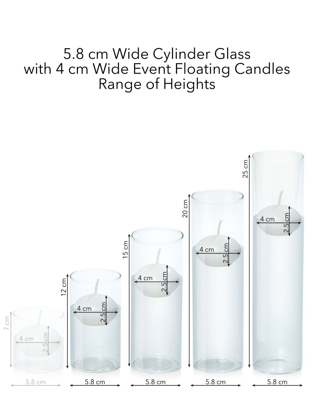 White 4cm Event Floating Candle in 5.8cm Glass Set - Med Pack of 1