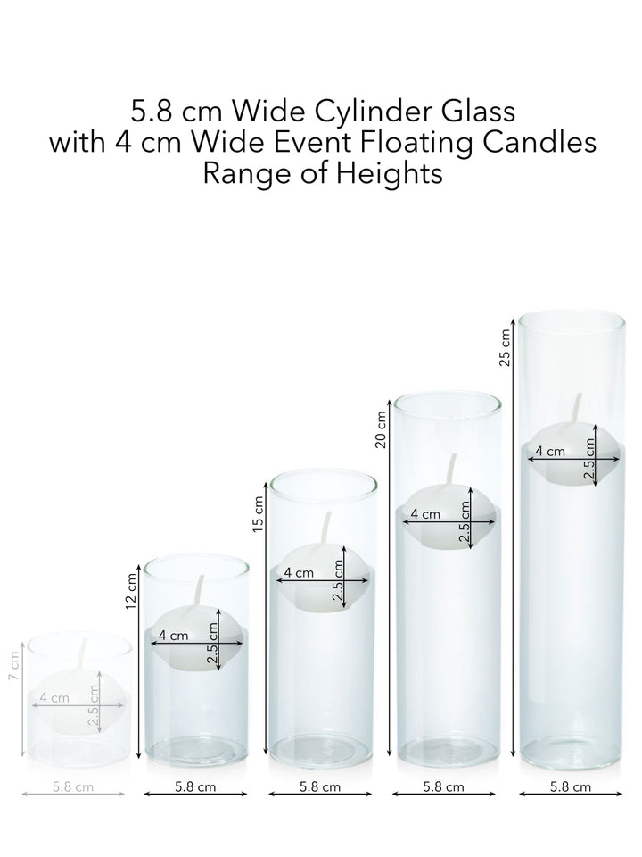 White 4cm Event Floating Candle in 5.8cm Glass Set - Med Pack of 1