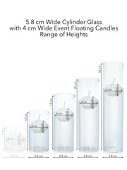 White 4cm Event Floating Candle in 5.8cm Glass, Med - Set of 6