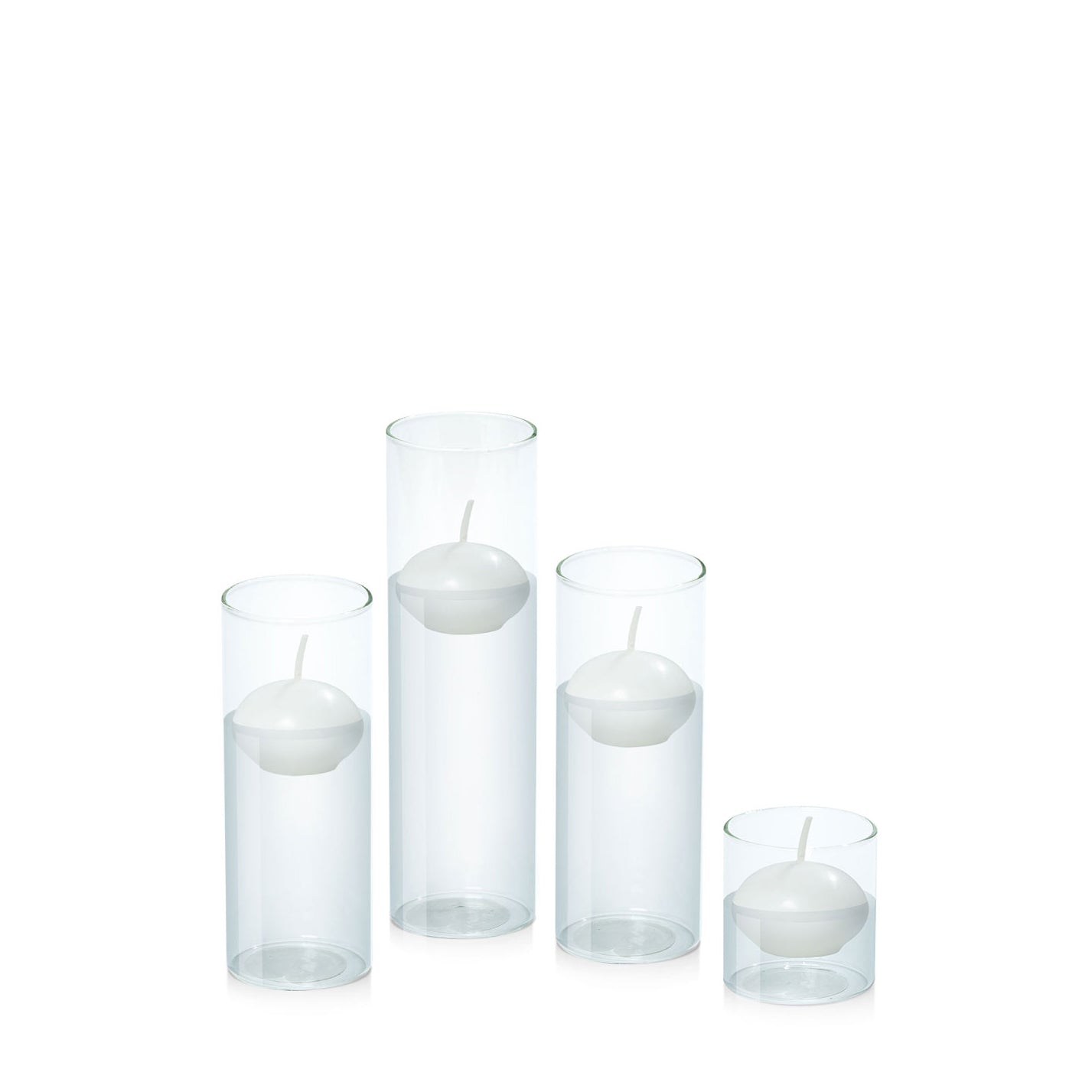 White 4cm Event Floating Candle in 5.8cm Glass, Sm - Set of 6