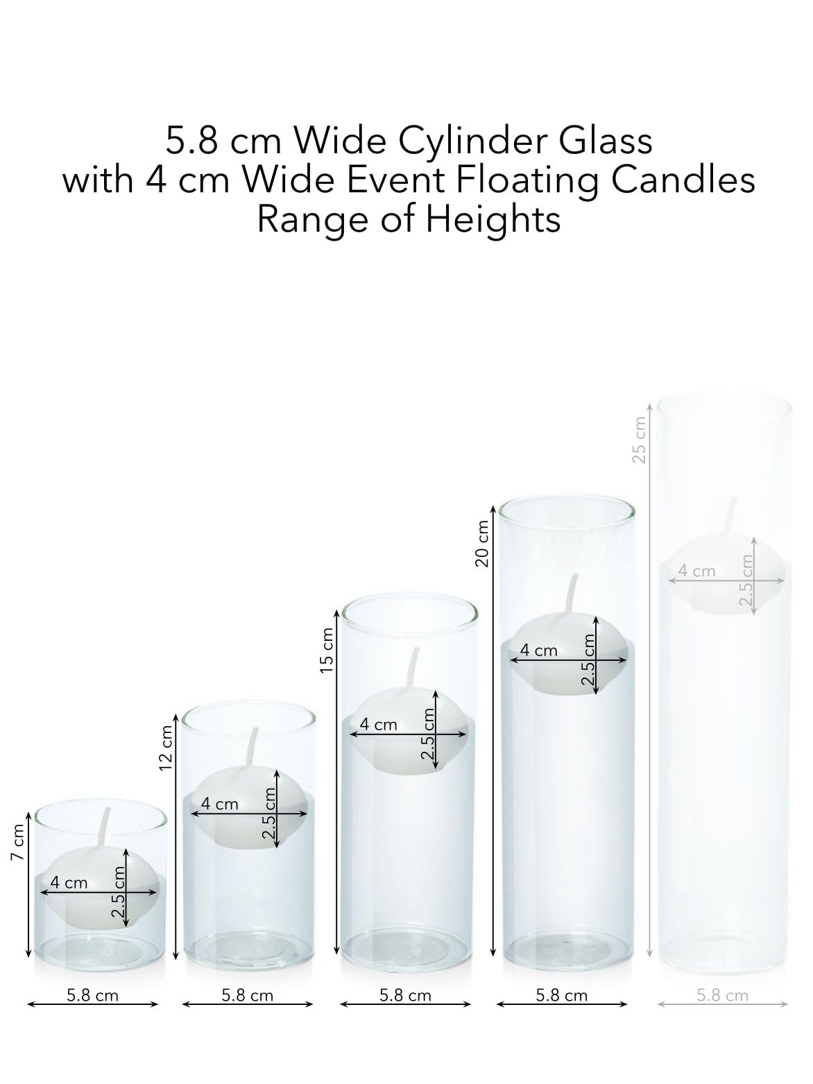 White 4cm Event Floating Candle in 5.8cm Glass Set - Sm Pack of 1