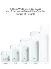 White 5cm Event Pillar in 5.8cm Glass Set - Sm Pack of 1
