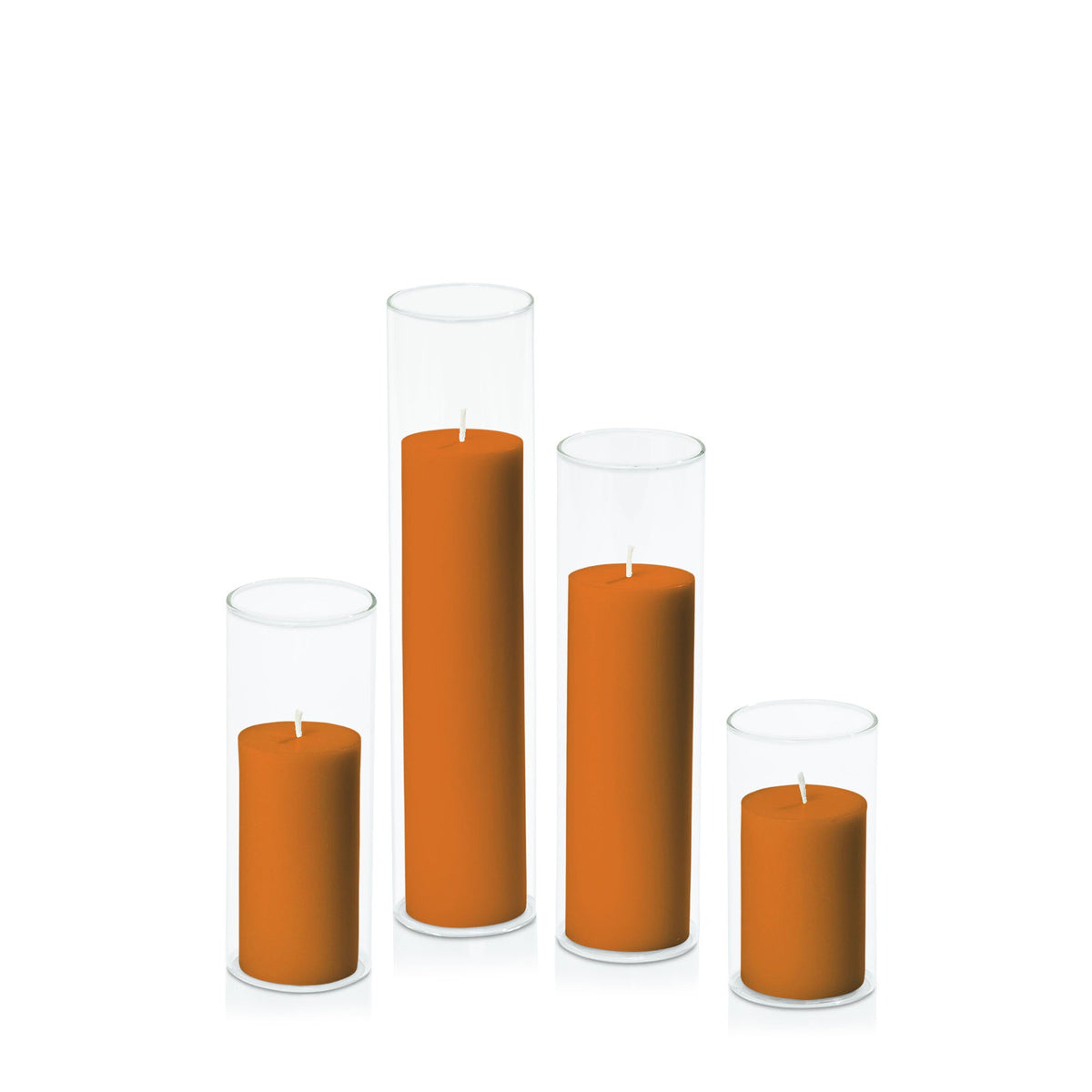 Baked Clay 5cm Pillar in 5.8cm Glass, Med - Set of 6