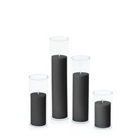 Black 5cm Pillar in 5.8cm Glass Set - Med