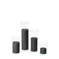 Black 5cm Pillar in 5.8cm Glass Set - Sm