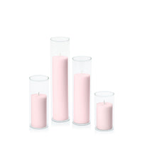 Blush Pink 5cm Pillar in 5.8cm Glass Set - Med