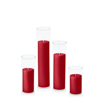 Chilli 5cm Pillar in 5.8cm Glass, Med - Set of 6