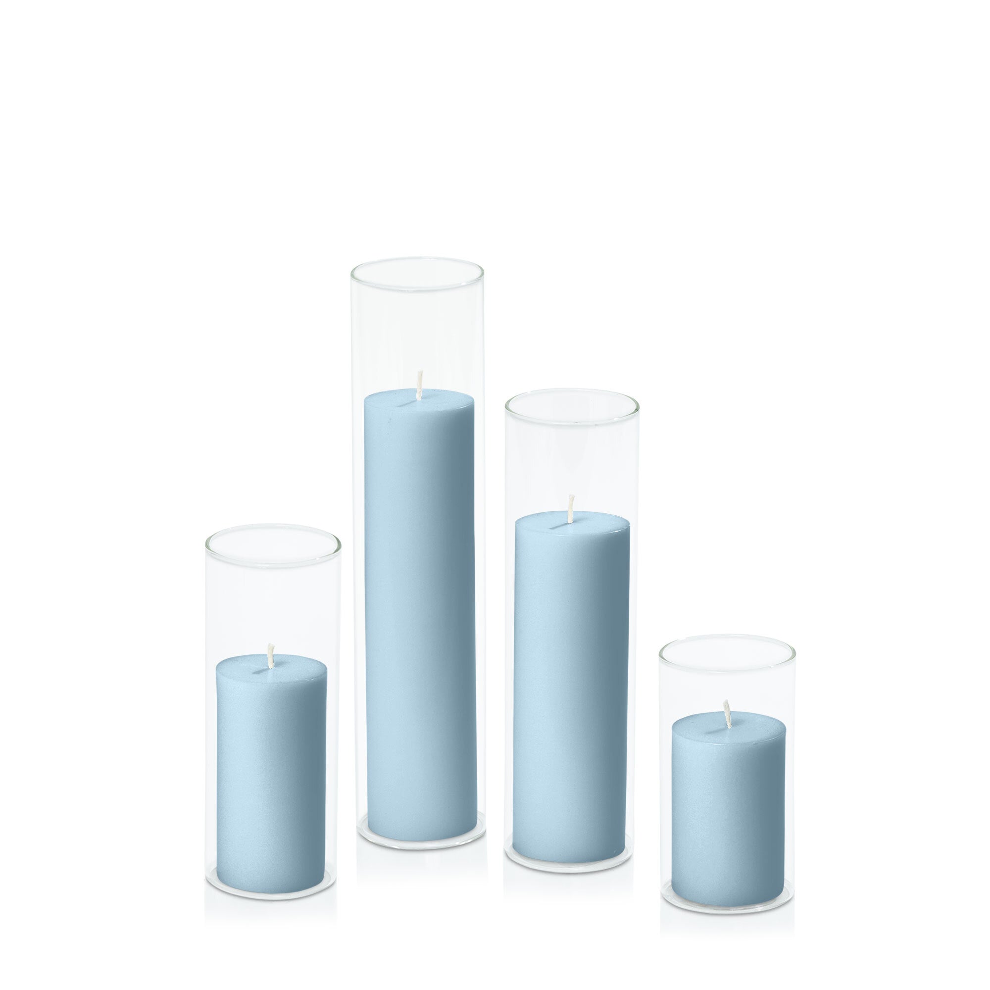 French Blue 5cm Pillar in 5.8cm Glass, Med - Set of 6