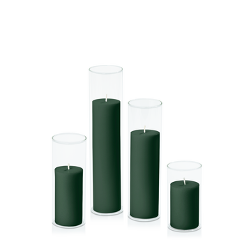 Forest 5cm Pillar in 5.8cm Glass Set - Med Pack of 1