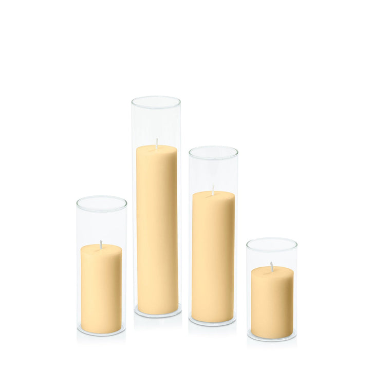Gold 5cm Pillar in 5.8cm Glass, Med - Set of 6