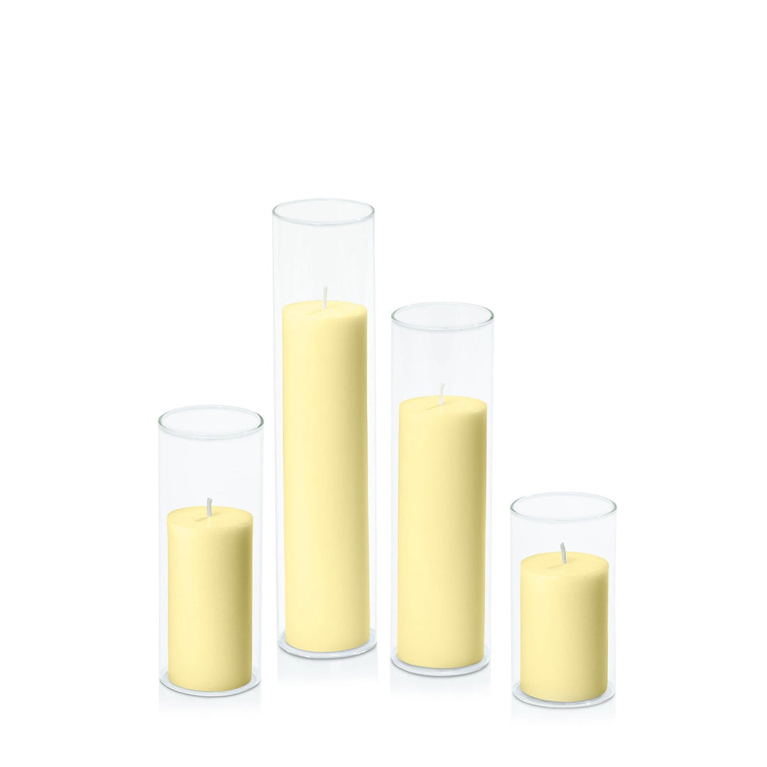 Lemon 5cm Pillar in 5.8cm Glass, Med - Set of 6