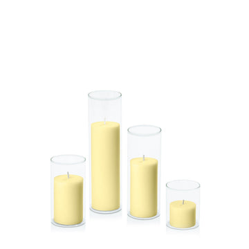 Lemon 5cm Pillar in 5.8cm Glass, Sm - Set of 6