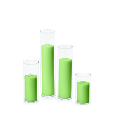 Lime 5cm Pillar in 5.8cm Glass, Med - Set of 6