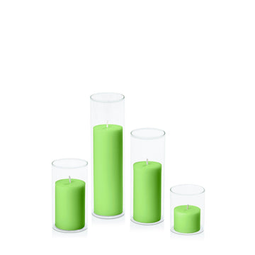 Lime 5cm Pillar in 5.8cm Glass, Sm - Set of 6