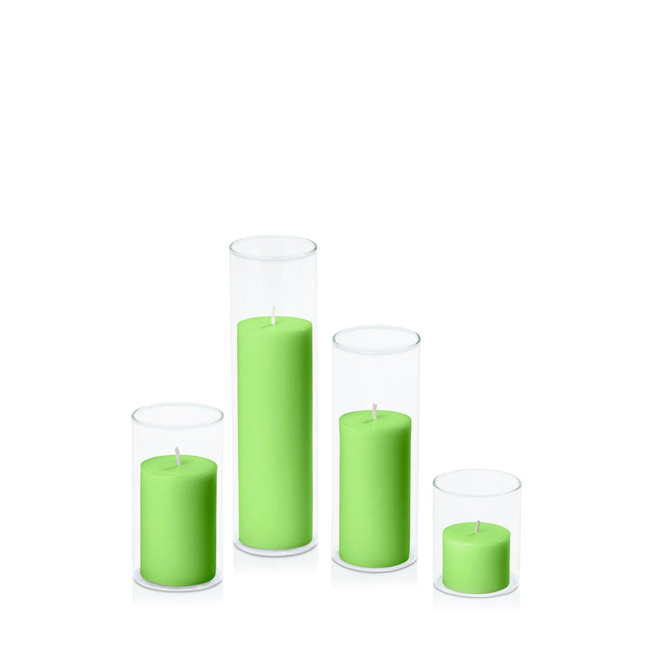 Lime 5cm Pillar in 5.8cm Glass, Sm - Set of 6