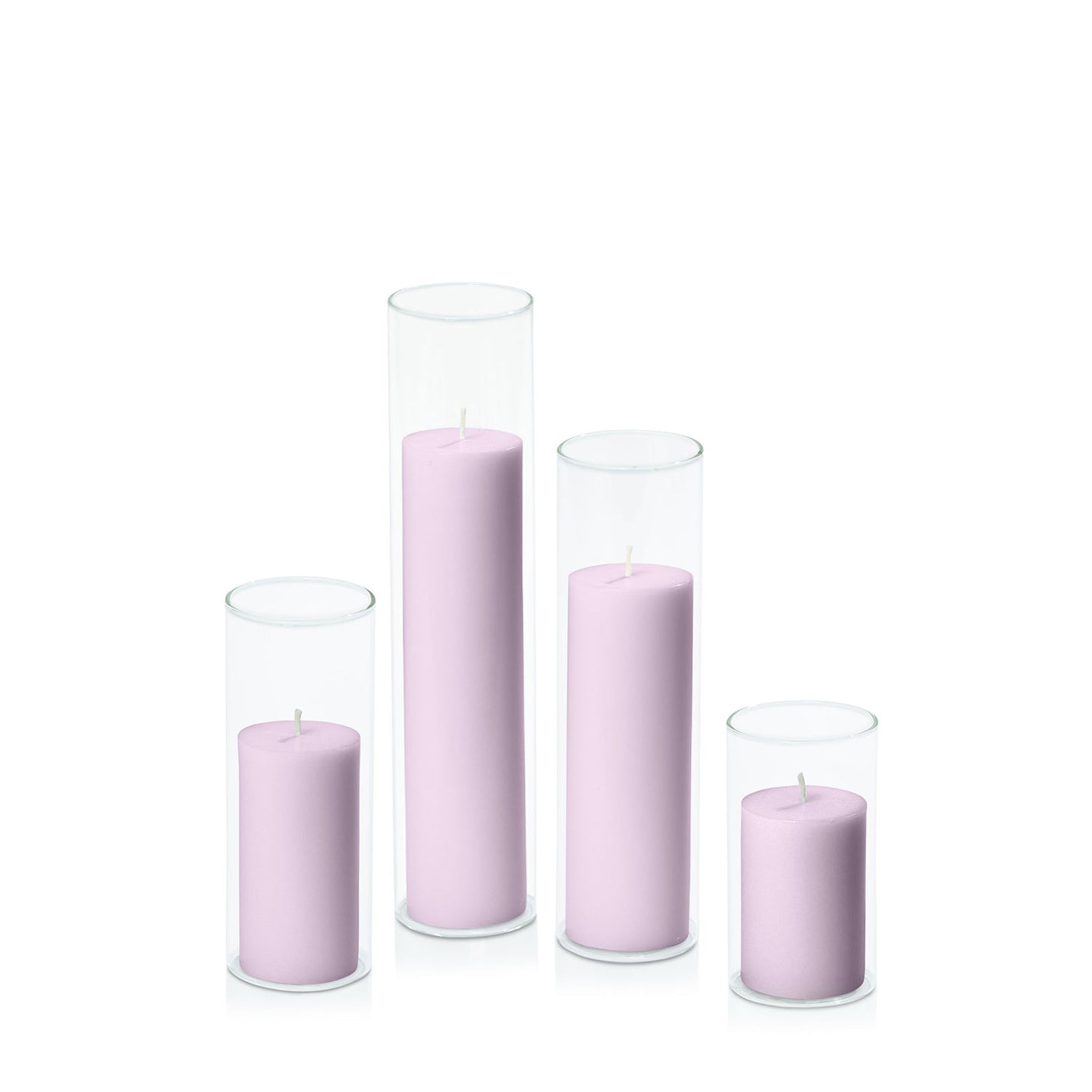 Lilac 5cm Pillar in 5.8cm Glass Set - Med Pack of 1