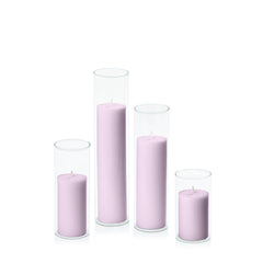 Lilac 5cm Pillar in 5.8cm Glass Set - Med Pack of 1