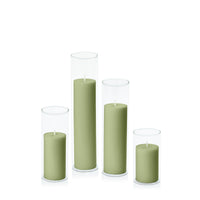 Matcha 5cm Pillar in 5.8cm Glass Set - Med