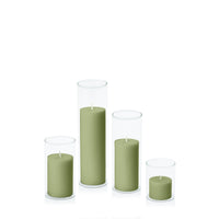 Matcha 5cm Pillar in 5.8cm Glass Set - Sm