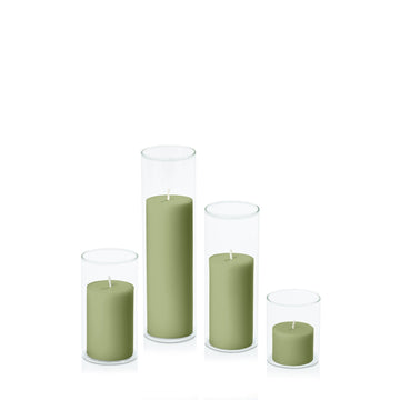Matcha 5cm Pillar in 5.8cm Glass, Sm - Set of 6