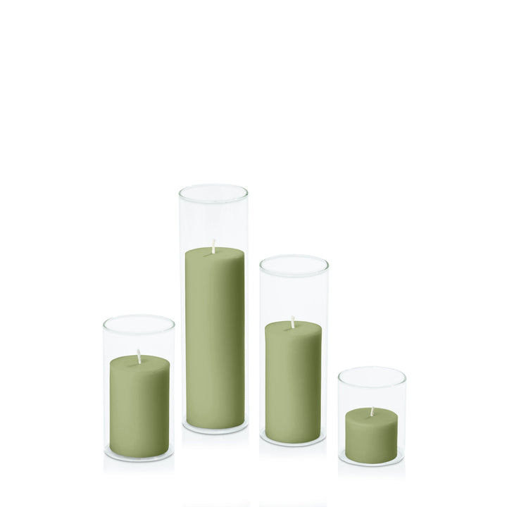Matcha 5cm Pillar in 5.8cm Glass, Sm - Set of 6