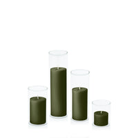 Olive 5cm Pillar in 5.8cm Glass, Sm - Set of 6