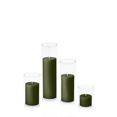 Olive 5cm Pillar in 5.8cm Glass, Sm - Set of 6