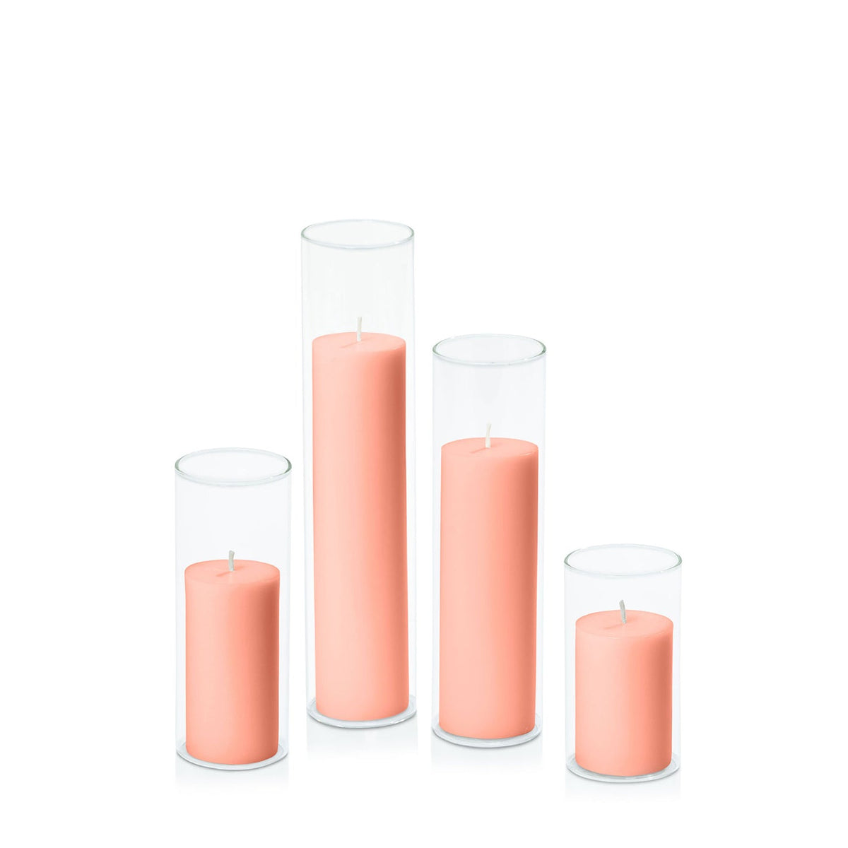 Peach 5cm Pillar in 5.8cm Glass, Med - Set of 6