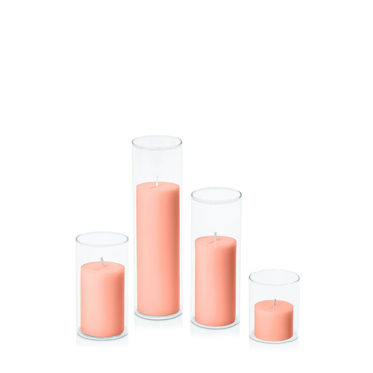 Peach 5cm Pillar in 5.8cm Glass, Sm - Set of 6