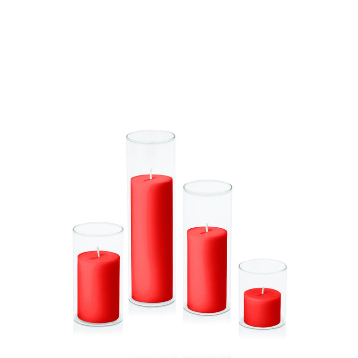 Scarlet 5cm Pillar in 5.8cm Glass, Sm - Set of 6