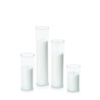 Sage Green 5cm Pillar in 5.8cm Glass Set - Med