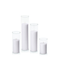 Silver Grey 5cm Pillar in 5.8cm Glass Set - Med