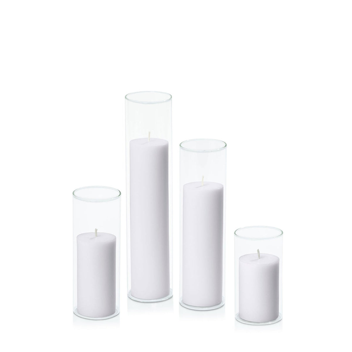 Silver Grey 5cm Pillar in 5.8cm Glass, Med - Set of 6