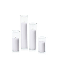 Silver Grey 5cm Pillar in 5.8cm Glass, Med - Set of 6