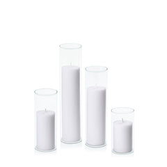 Silver Grey 5cm Pillar in 5.8cm Glass, Med - Set of 6