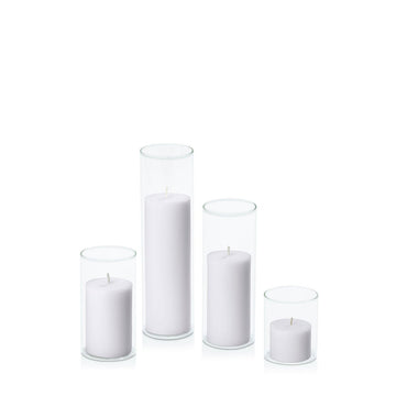 Silver Grey 5cm Pillar in 5.8cm Glass, Sm - Set of 6