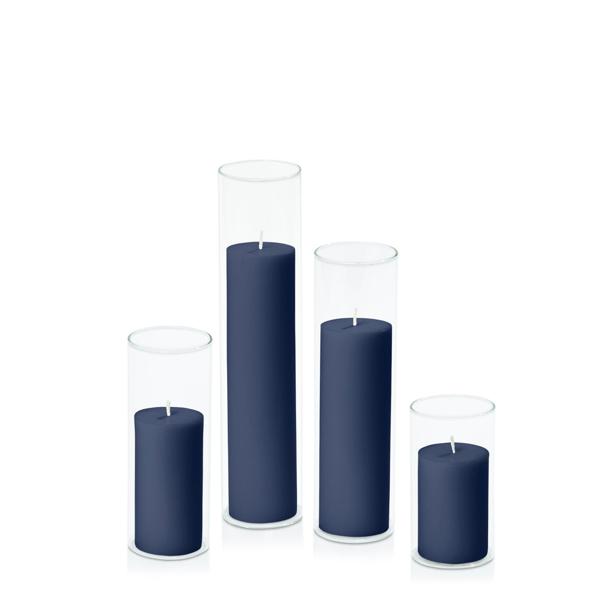 Sapphire 5cm Pillar in 5.8cm Glass, Med - Set of 6