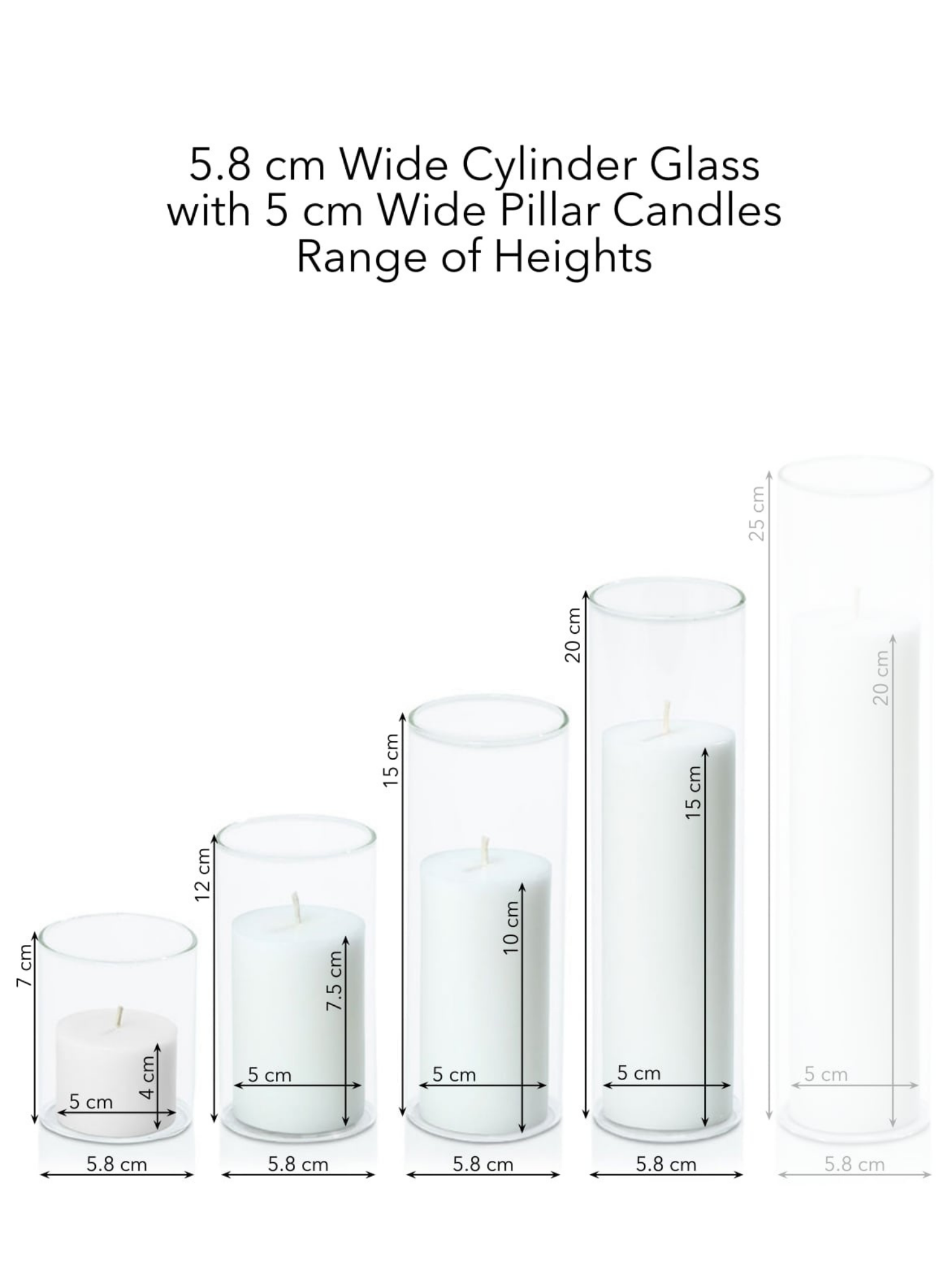 Sapphire 5cm Pillar in 5.8cm Glass, Sm - Set of 6