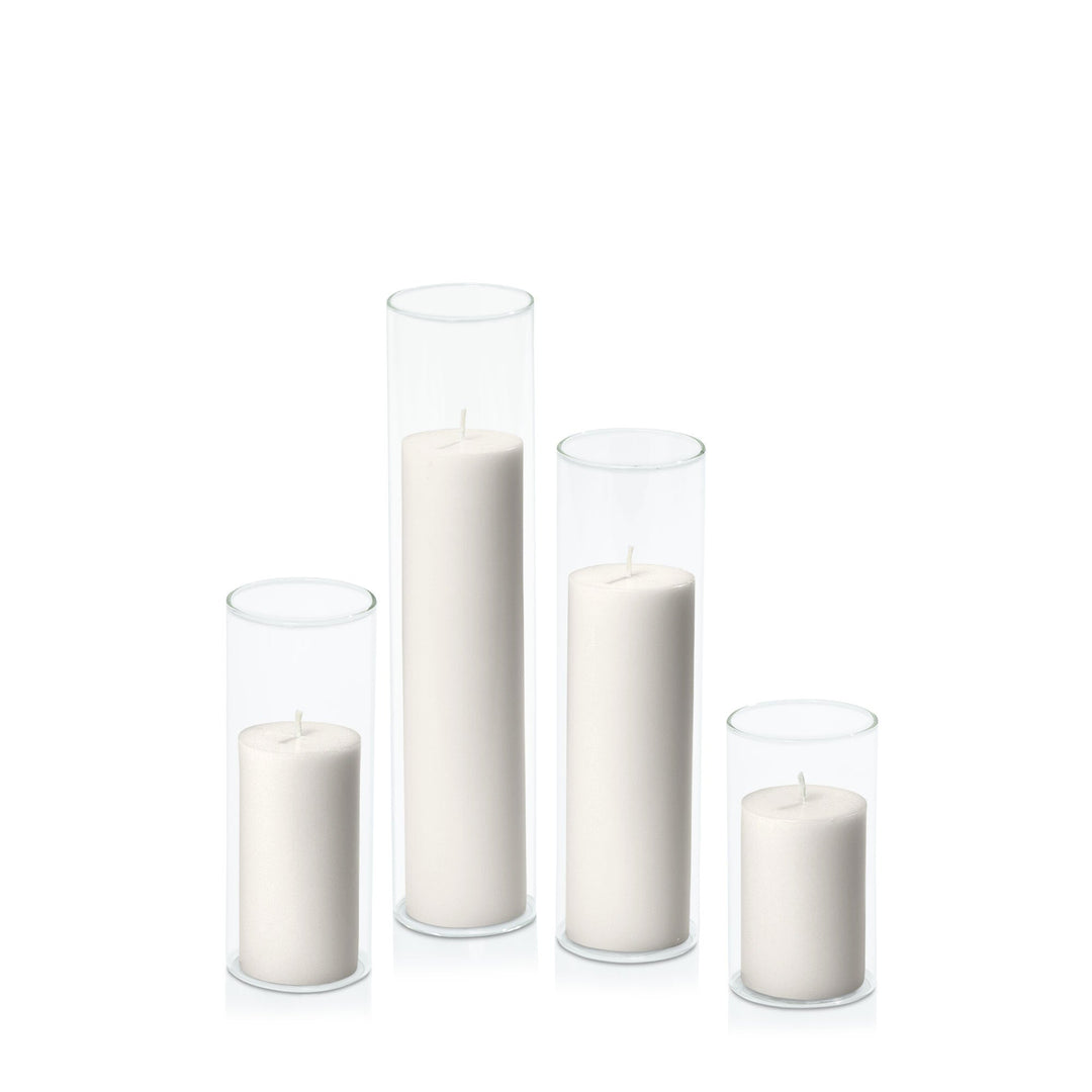 Stone 5cm Pillar in 5.8cm Glass, Med - Set of 6