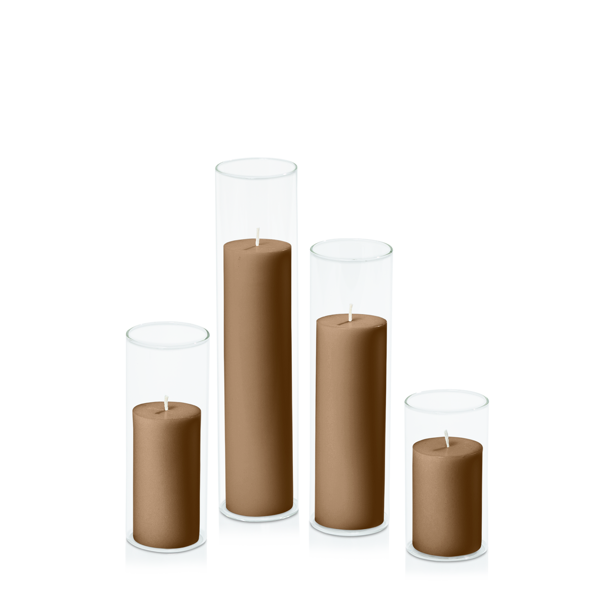 Tiramisu 5cm Pillar in 5.8cm Glass Set - Med Pack of 1