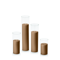 Tiramisu 5cm Pillar in 5.8cm Glass Set - Med
