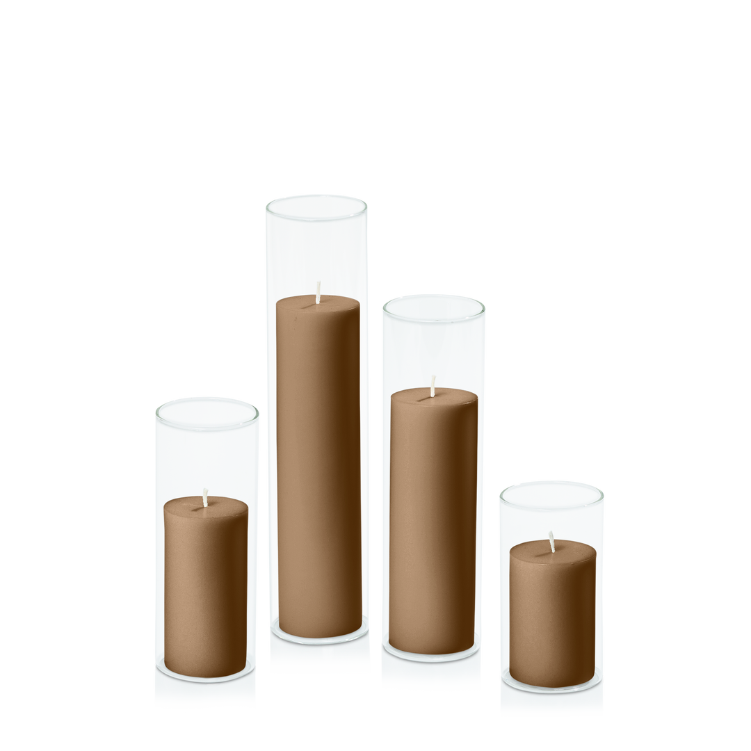 Tiramisu 5cm Pillar in 5.8cm Glass, Med - Set of 6