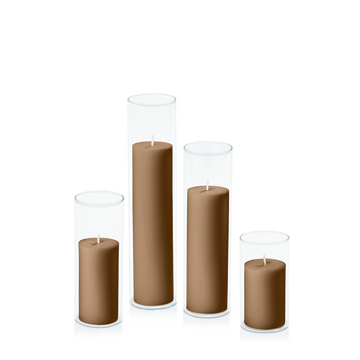 Tiramisu 5cm Pillar in 5.8cm Glass, Med - Set of 6