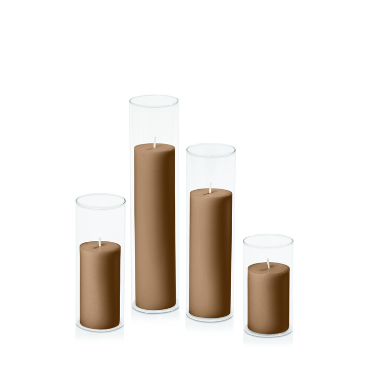 Tiramisu 5cm Pillar in 5.8cm Glass, Med - Set of 6