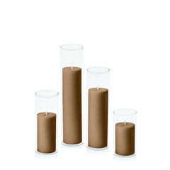 Tiramisu 5cm Pillar in 5.8cm Glass Set - Med Pack of 1