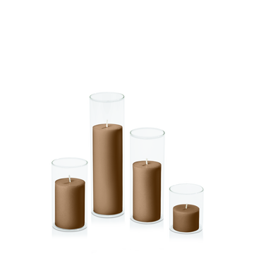 Tiramisu 5cm Pillar in 5.8cm Glass Set - Sm Pack of 1