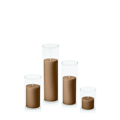 Tiramisu 5cm Pillar in 5.8cm Glass Set - Sm Pack of 1