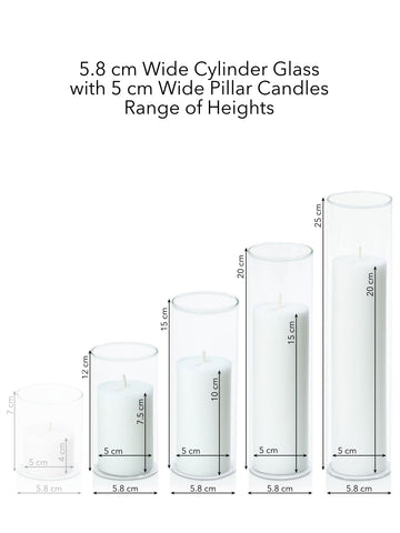 White 5cm Pillar in 5.8cm Glass Set - Med Pack of 1