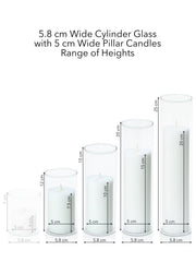 White 5cm Pillar in 5.8cm Glass, Med - Set of 6