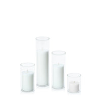White 5cm Pillar in 5.8cm Glass Set - Sm